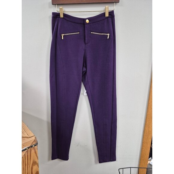 IMAN Denim - IMAN Womens Purple Stretch Pants Size 6 With Gold Zippers & Button Closure